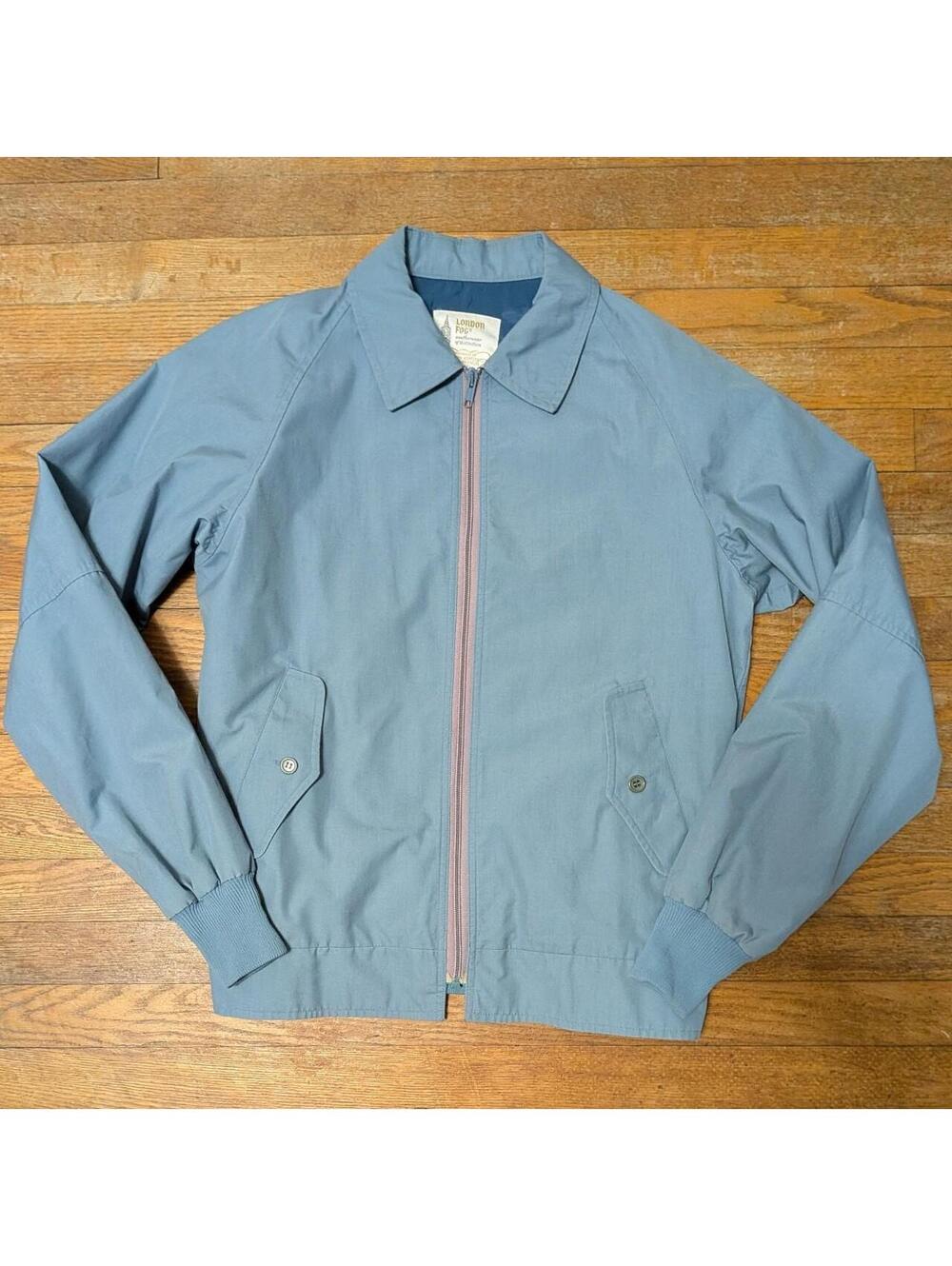 1970s London Fog Harrington Jacket Slate Blue Full Zip Mod Golf Jacket